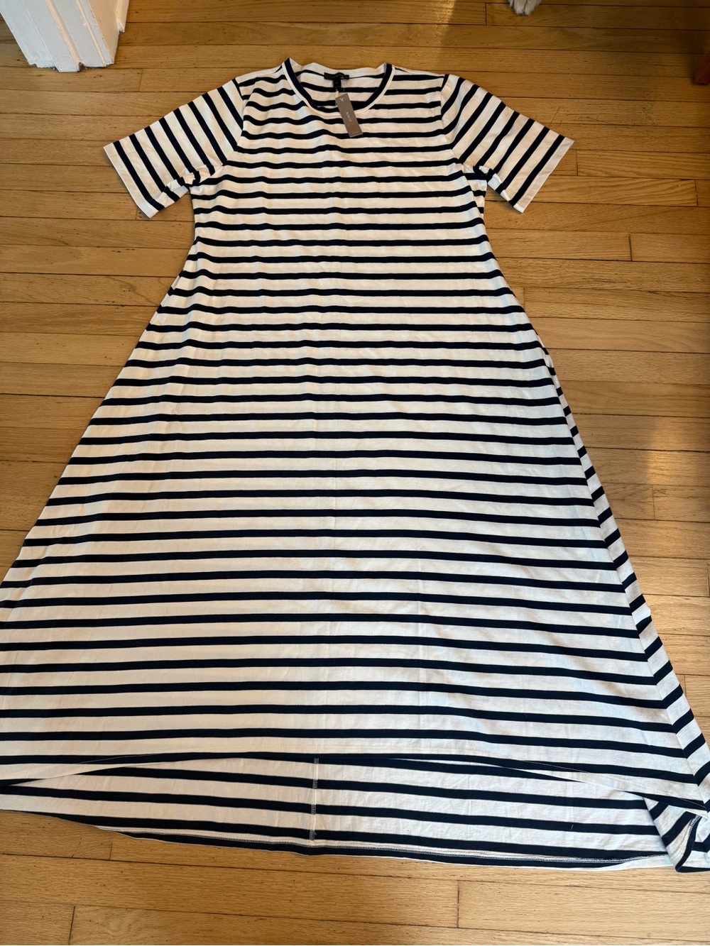 J CREW Women’s Striped A-Line Maxi Dress in White and Navy size XXL NWT